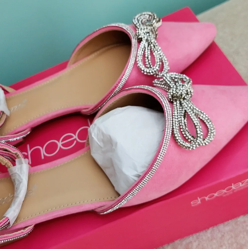 Shoe Dazzle Sakiko Barbie Pink Womens Size 10 Flats NWT Barbiecore Formal Formal